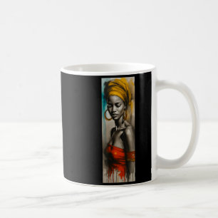 Taza De Café boceto de arte de turbante de mujer africana melan