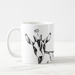 Taza De Café Boceto de cabra que dice "¡Hej!"