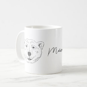 Taza De Café Boceto de dibujo de cabeza de oso polar simple con