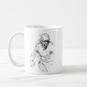 Taza De Café Boceto vintage de jugador de fútbol americano en m