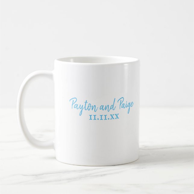 Taza De Café Boda azul cielo café personalizado (Izquierda)