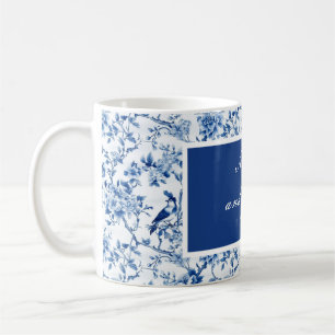 Taza De Café Boda Chinoiserie Pájaros y Flores Azules