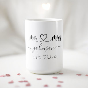 Taza De Café Boda Compromiso Corazón Sr. Sra. Nombre Personaliz