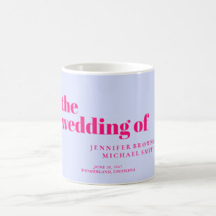 Taza De Café Boda con oleaje rosa lila minimalista