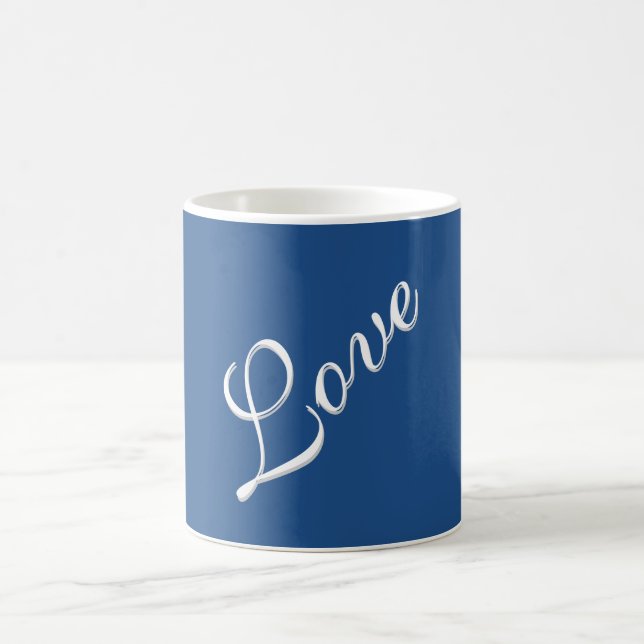 Taza De Café Boda de amor de caligrafía azul atractiva (Centro)