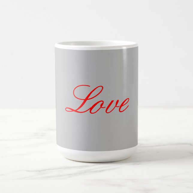 Taza De Café Boda de amor rojo de fondo gris de moda (Centro)