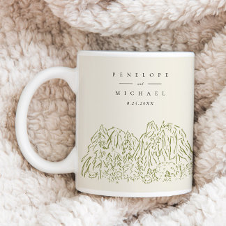 Taza De Café Boda de arte de línea del Parque Nacional Yosemite