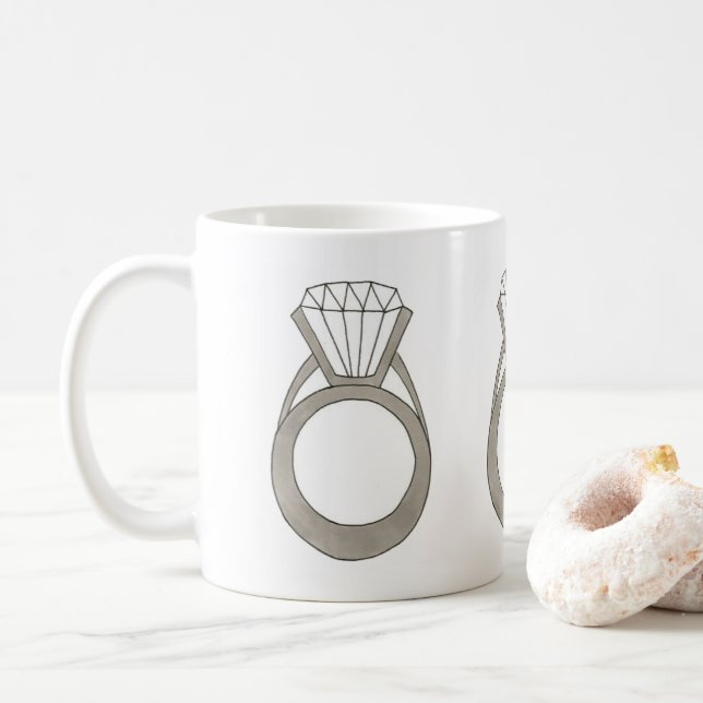 Taza De Café Boda de compromiso de diamantes Anillo Bridal Show (Con donut)