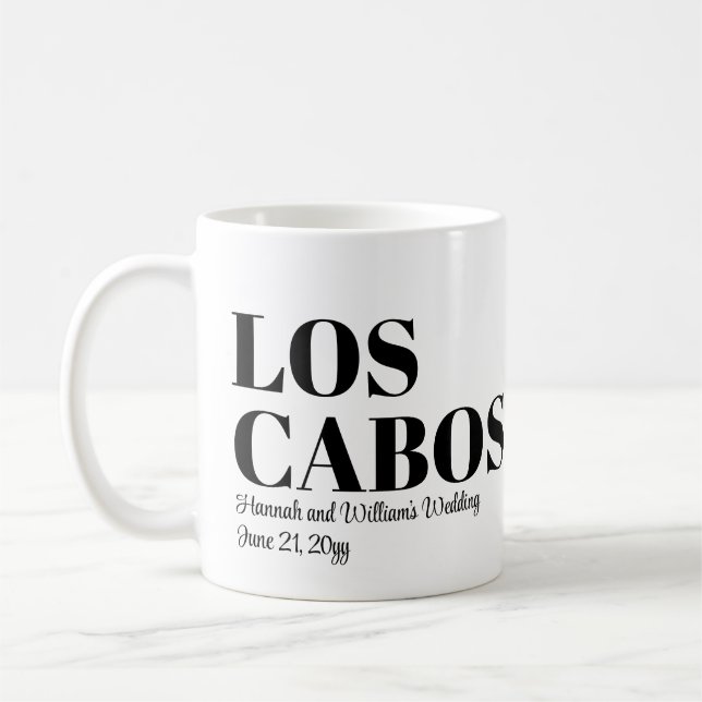 Taza De Café Boda de Destino Personalizada Bienvenidos a Los Ca (Izquierda)