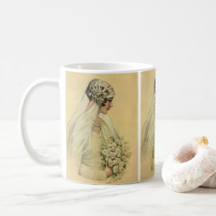 Taza De Café Boda de época, retrato de novia victoriana