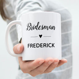 Taza De Café Boda de escritura negra de Bridesman Personalizado