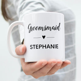 Taza De Café Boda de escritura negra personalizada de Groomsmai