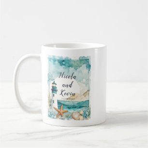 Taza De Café Boda de faro náutico