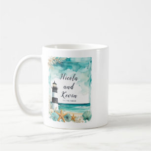 Taza De Café Boda de faro náutico