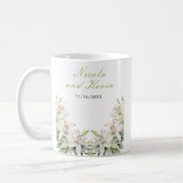 Taza De Café Boda de flores de lirio blanco