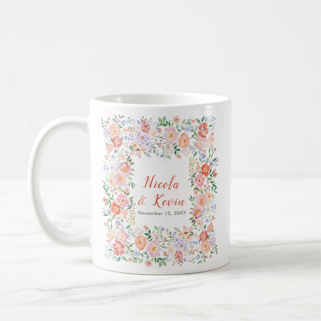 Taza De Café Boda de flores florales de primavera  (Izquierda)
