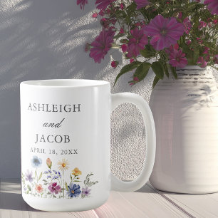 Taza De Café Boda De Flores Silvestres Elegante Cumpleaños Pers