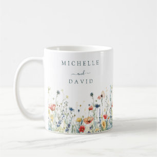 Taza De Café Boda de flores silvestres vibrantes