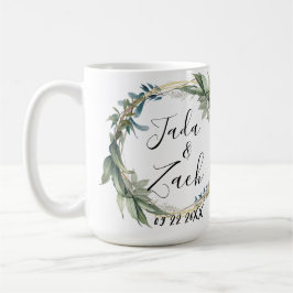 Taza De Café Boda de guirnaldas botánicas Leafy personalizado