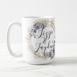 Taza De Café Boda de guirnaldas florales de Lavender personaliz