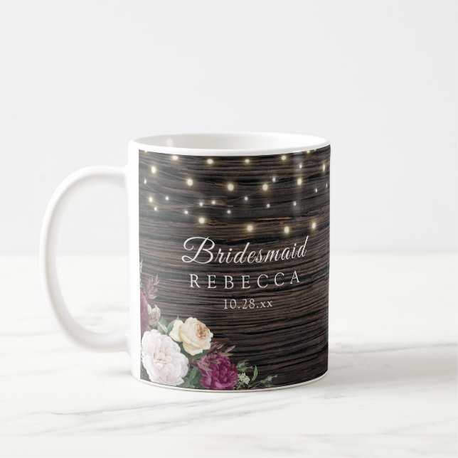 Taza De Café Boda de madera rústica (Izquierda)