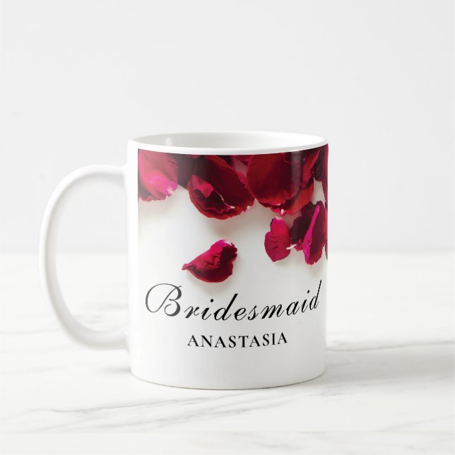 Taza De Café Boda de manitas de rosa roja (Izquierda)
