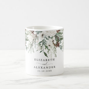 Taza De Café Boda de Navidad de invierno perenne