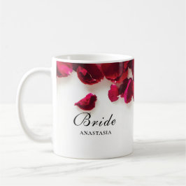 Taza De Café Boda de Petales de Rosa Rojo