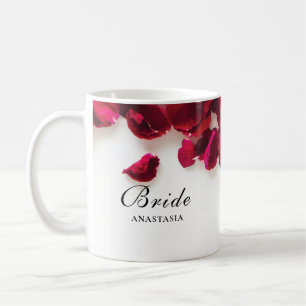 Taza De Café Boda de Petales de Rosa Rojo