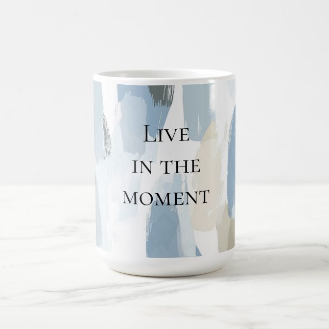 Taza De Café Boda de resumen de crema blanca azul (Centro)