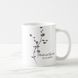 Taza De Café Boda de rosas blancas y negras