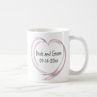 Taza De Café Boda del corazón rosado abstracto