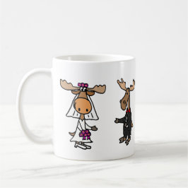 Taza De Café Boda divertida de los alces de novia y del novio
