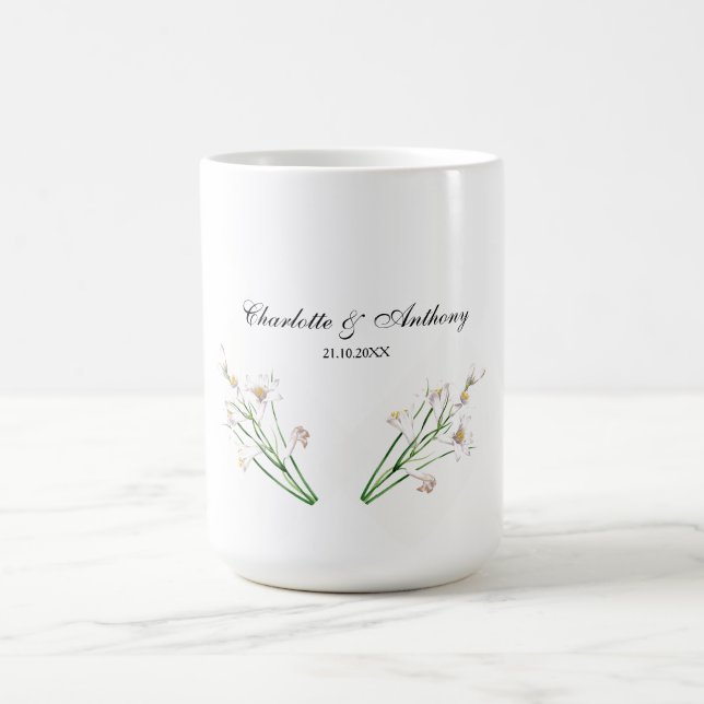 Taza De Café Boda elegante Moda floral blanca creativa (Centro)