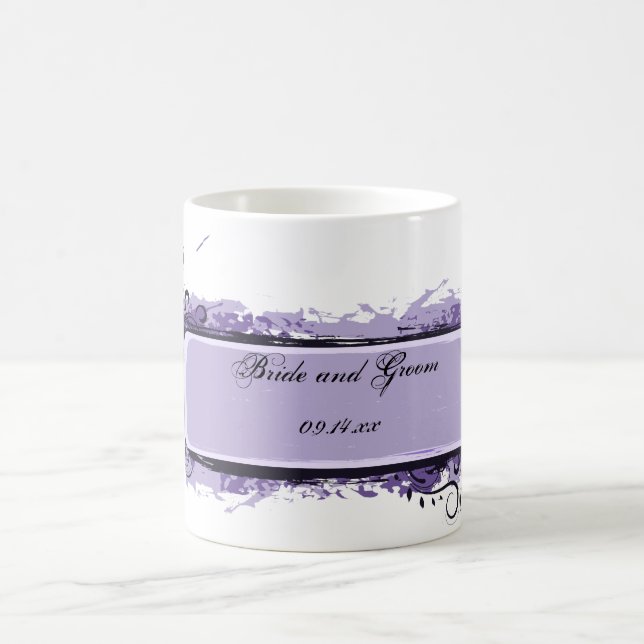 Taza De Café Boda floral abstracto púrpura (Centro)