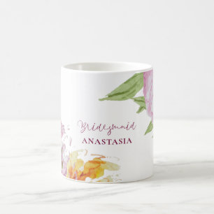 Taza De Café Boda floral acuarela