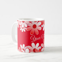 Taza De Café Boda floral blanca roja elegante