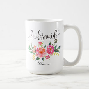 Taza De Café Boda floral de dama de honor -3