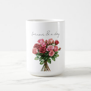 Taza De Café Boda floral de rosas rojas rojas rojas rojas rojas