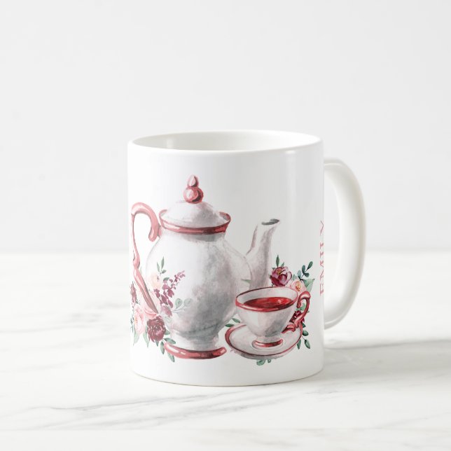 Taza De Café Boda floral ducha de novia ParTea Favor (Anverso derecho)