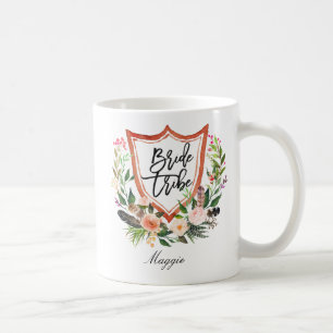 Taza De Café Boda floral personalizado de la tribu de novias