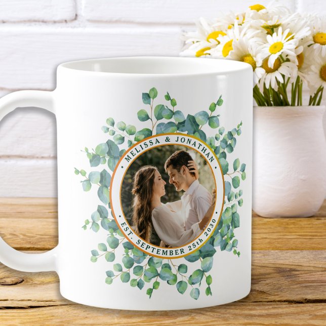 Taza De Café Boda fotográfico Watercolor Eucalyptus Greenery Go (Subido por el creador)