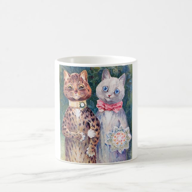 Taza De Café Boda Gato, Matrimonio, Novia, Louis Wain (Centro)