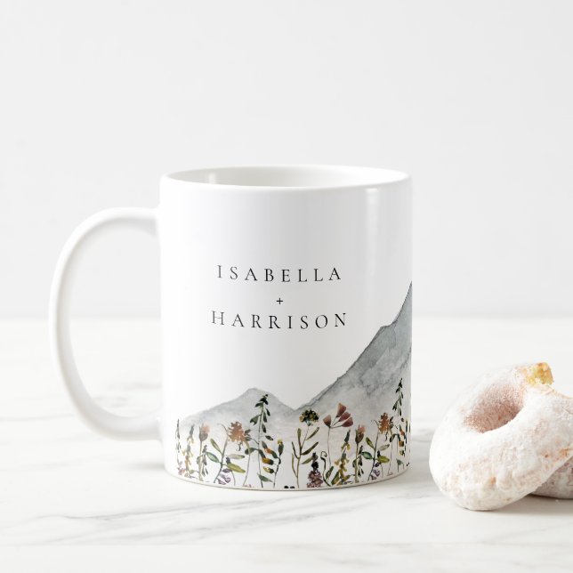 Taza De Café BODA HEIDI Watercolor Wildflower Mountain (Con donut)