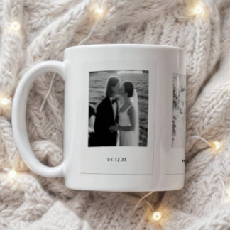 Taza De Café Boda Minimalista Moderna Pareja 3 Fotos