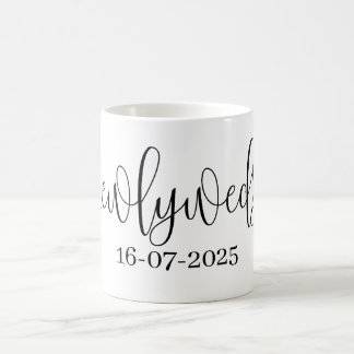 Taza De Café Boda Monocromático Personalizado Fecha Mug