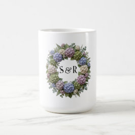 Taza De Café Boda Monograma Hydrangea