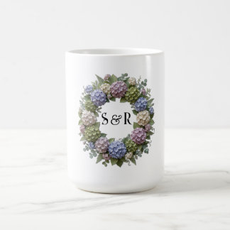 Taza De Café Boda Monograma Hydrangea