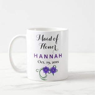 Taza De Café Boda morado de la tipografía moderna de honor