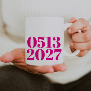 Taza De Café Boda negrita y rosa caliente Regalos de compromiso